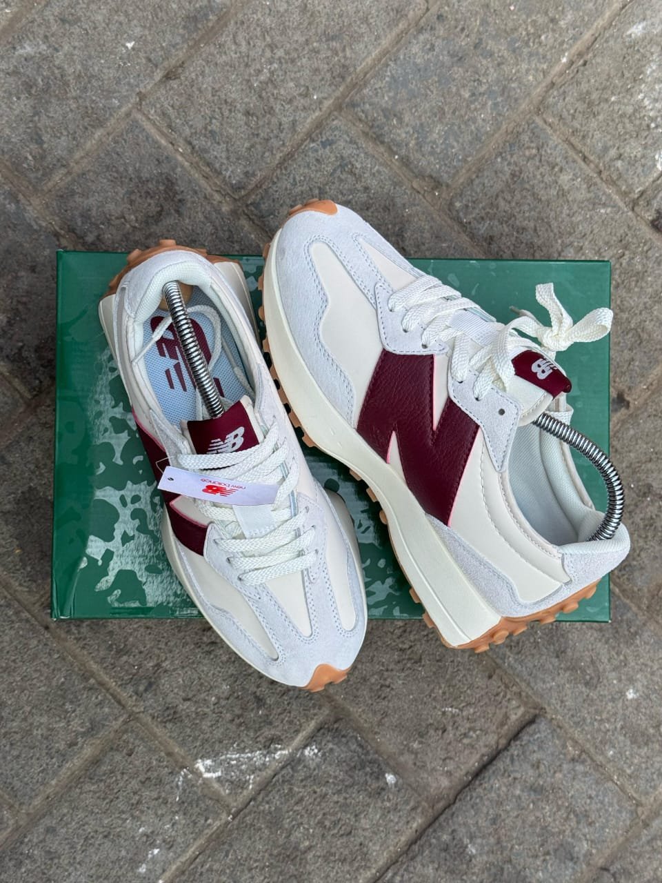 Classic White & Burgundy Lifestyle Sneakers